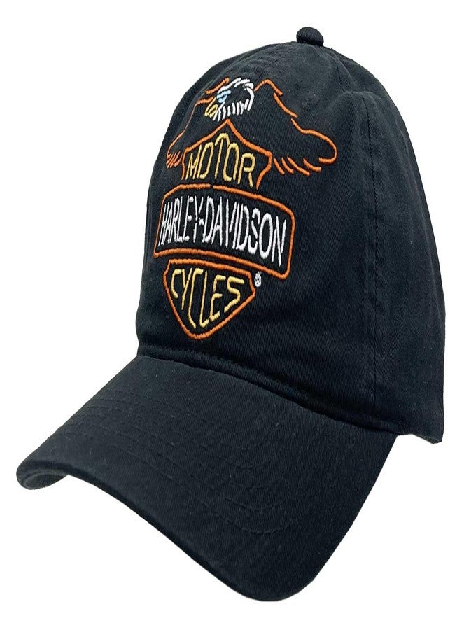 HARLEY DAVIDSON Harley-Davidson Men's Neon Vintage Eagle Adjustable Baseball Cap, Black - Image 1